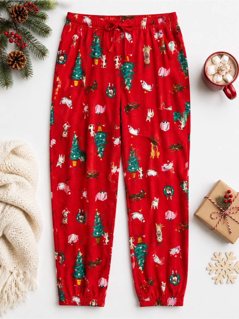 Joyspun Red Christmas Dogs Holiday Pajama Pants Plus Size 3X 22W–24W